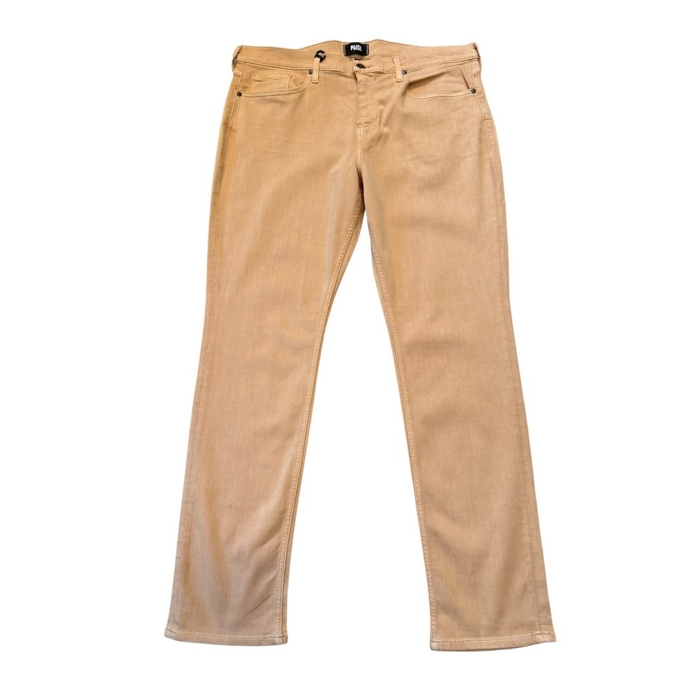 Paige Federal Slim Straight Jeans Mens 38 Peach Fuzz Tan Transcend NWT